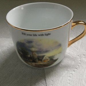 Thomas kinkade Painter of light Teleflora gift gold trim tea coffee mug